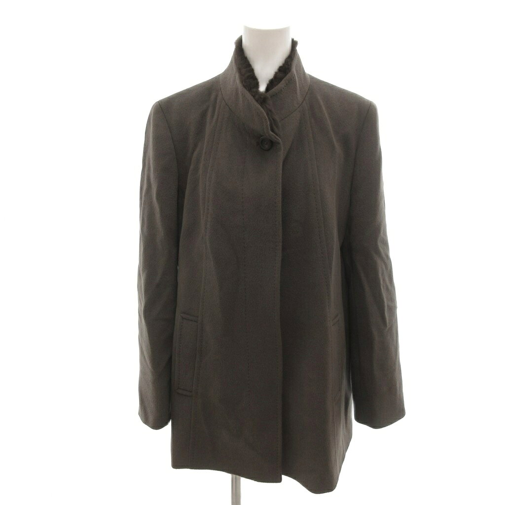 【中古】JANE MORE 美品 コート ジャケット ウール 13 茶 ブラウン ミドル丈 スタンドカラー 長袖 無地 448656 /HW ■GY58 レディース 【ベクトル 古着】 260214