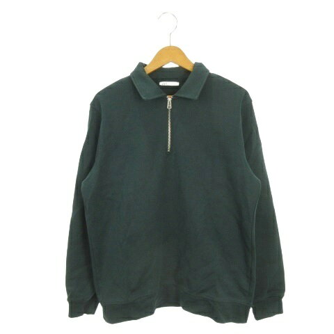 【中古】ザラ ZARA スウェットシャツ トレーナー M 緑 グリーン 無地 ポロカラー ハーフジップ 長袖 /AH23 ■GY58 メンズ 【ベクトル 古..