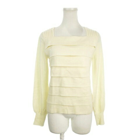 Three-Quarter Knit - 【中古】クレージュ courreges ニット セーター ウール 38 クリーム アイボリー 長袖 スクエアネック ティアードデザイン /AH17 ■GY58 レディース 【ベクトル 古着】 260115