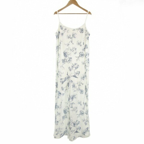 【中古】未使用品 リエンダ rienda ロンパース サロペット パンツ F 白 ホワイト 青 ブルー 花柄 ストレッチ /AH35 ■GY58 レディース 【ベクトル 古着】 260115