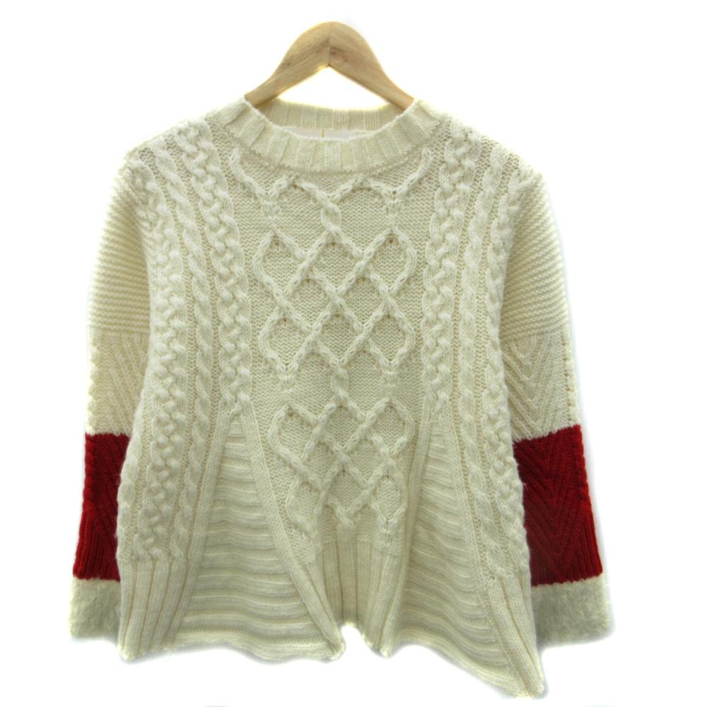 【中古】アキラナカ AKIRA NAKA アランミックスニット セーター ウール 1 オフホワイト ラウンドネック 長袖 /YS25 ■GY61 レディース 【ベクトル 古着】 260122