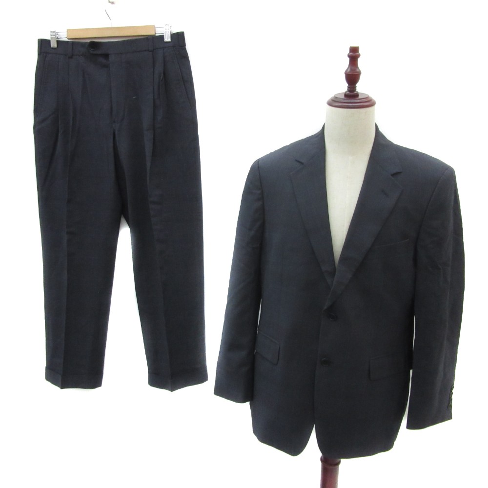 【中古】ブルックスブラザーズ BROOKS BROTHERS スーツ セットアップ 上下 テーラードジャケット シングルボタン 総裏地 ミドル丈 スラックスパンツ ロールアップ アンクル丈 上40SH 下W34 L29 紺 ネイビー チェック柄 /YS23 ■GY61 メンズ 【ベクトル 古着】 260120