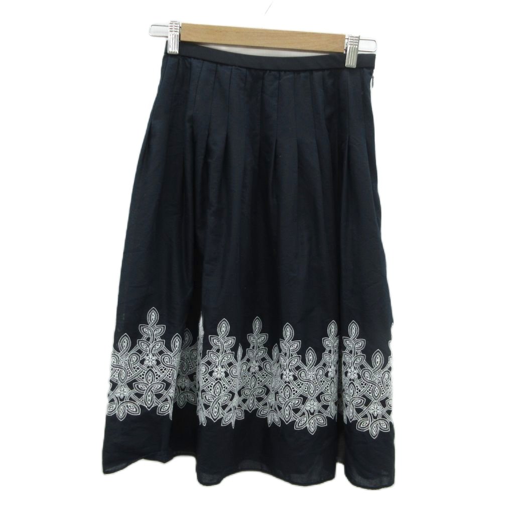 樂天商城 - 【中古】レリアン Leilian フレアスカート ミモレ丈 9 紺 ネイビー 刺繍 /SM31 ■GY61 レディース 【ベクトル 古着】 260119
