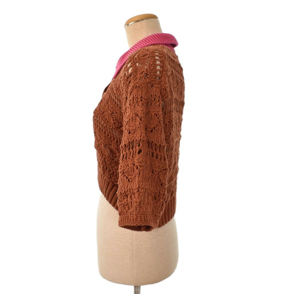 【中古】ザラ ZARA ニット ポロシャツ 半袖 M 茶 ブラウン ■GY58 レディース 【ベクトル 古着】 260210