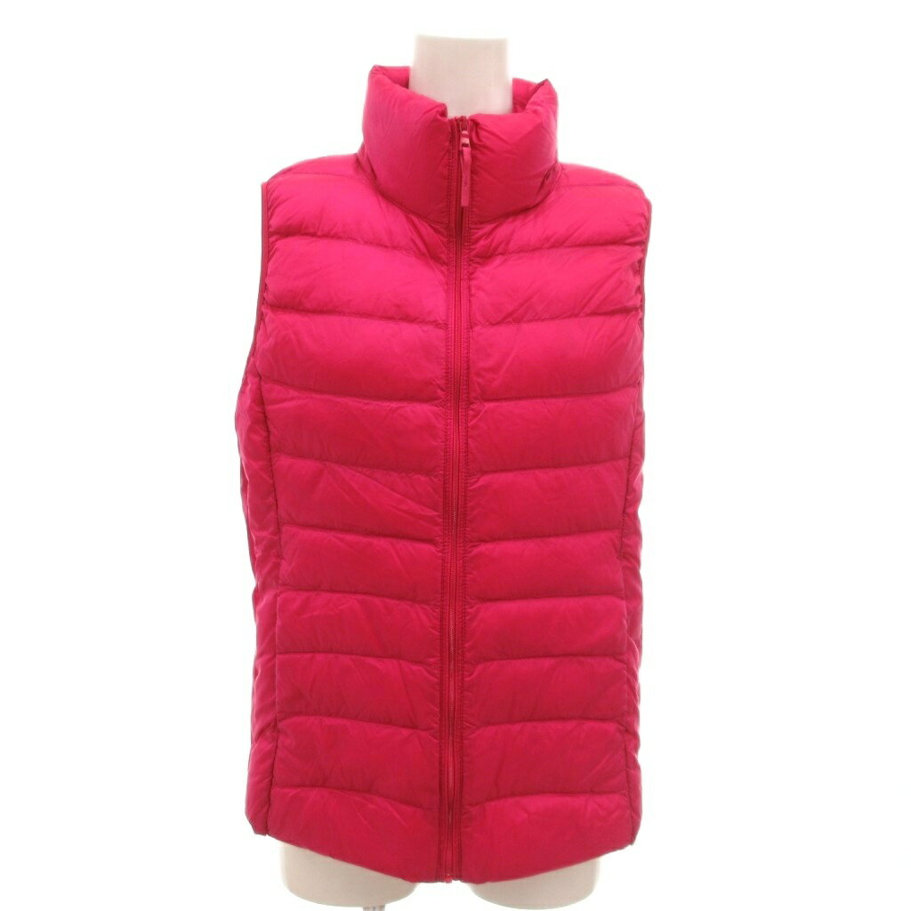 【中古】ユニクロ UNIQLO 美品 ウルトラライトダウンベスト スタンドカラー L ピンク /YJ ■GY61 レディース 【ベクトル 古着】 260119