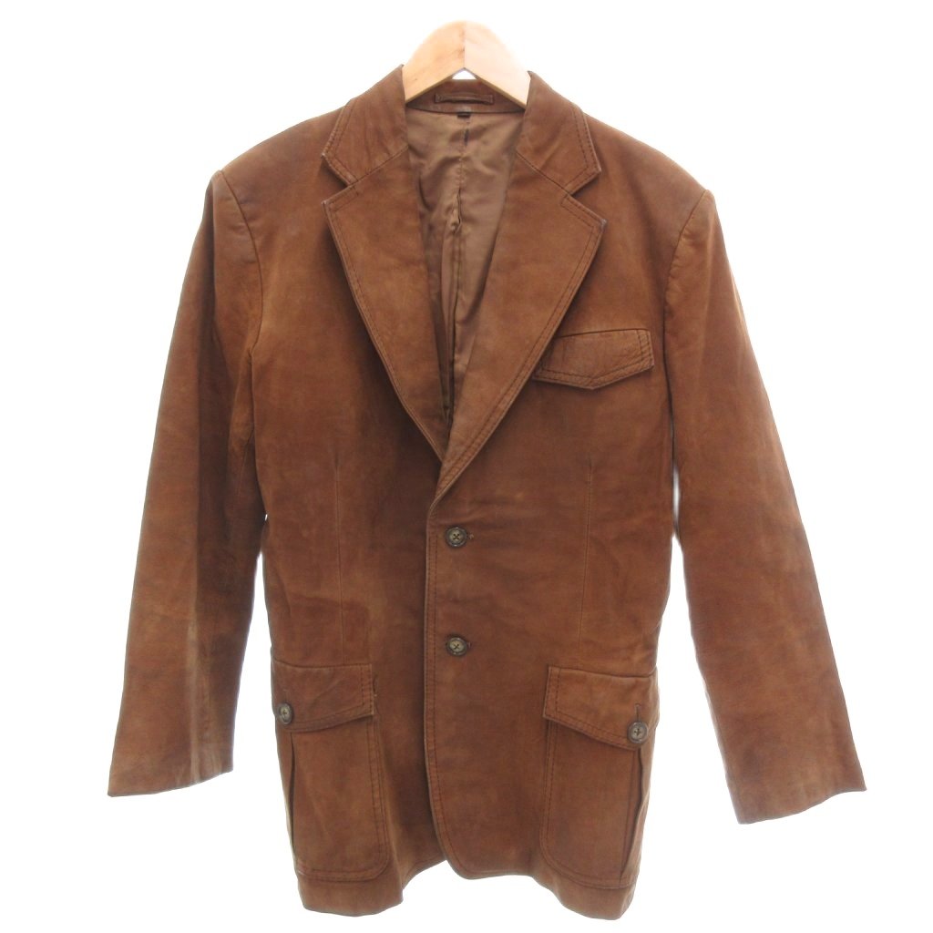 樂天商城 - 【中古】ROYAL LEATHER レザージャケット 本革 M 茶 ブラウン ノッチドラペル フラップポケット /NL ■GY61 メンズ 【ベクトル 古着】 260124