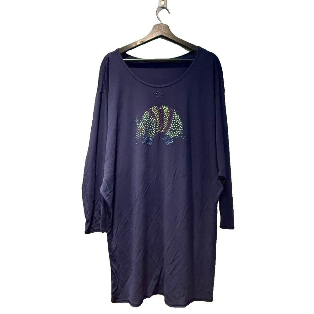 樂天商城 - 【中古】イタリヤ 伊太利屋 カットソー Tシャツ ドルマンスリーブ ラインストーン 紺 ネイビー ■GY61 レディース 【ベクトル 古着】 260203