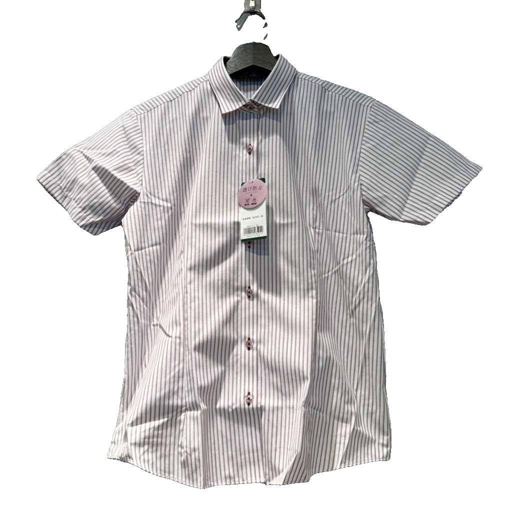 【中古】未使用品 ブリックハウス BRICK HOUSE タグ付き シャツ 半袖 ストライプ L 白 ホワイト バーガンディ ■GY61 レディース 【ベクトル 古着】 260204