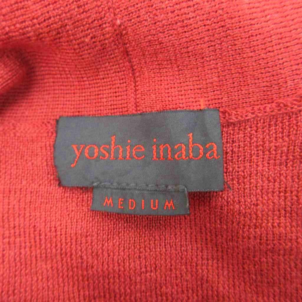 【中古】ヨシエイナバ yoshie inaba ニット カットソー シルク混 M 赤 無地 Vネック 長袖 /SY5 ■GY58 レディース 【ベクトル 古着】 260128