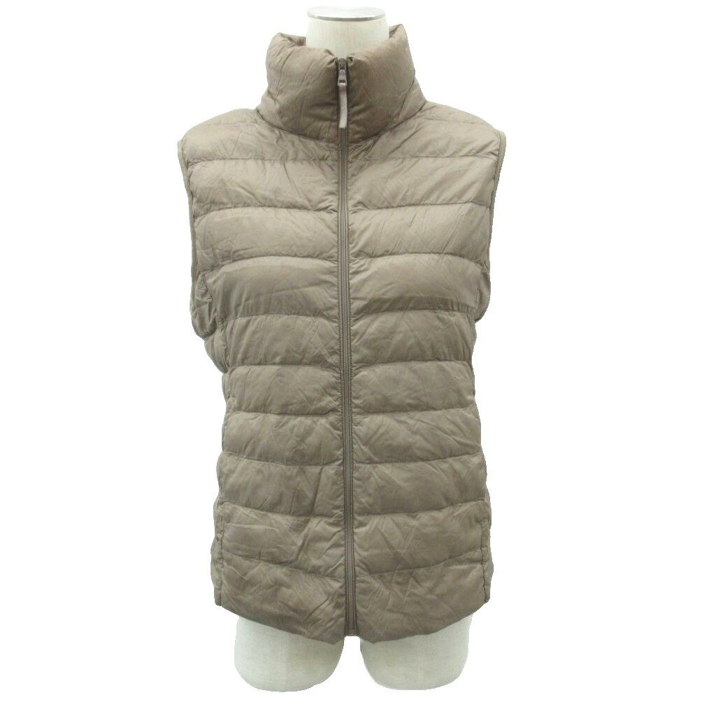 樂天商城 - 【中古】ユニクロ UNIQLO ダウンベスト ショート丈 L カーキ 無地 スタンドカラー /MA4 ■GY58 レディース 【ベクトル 古着】 260128