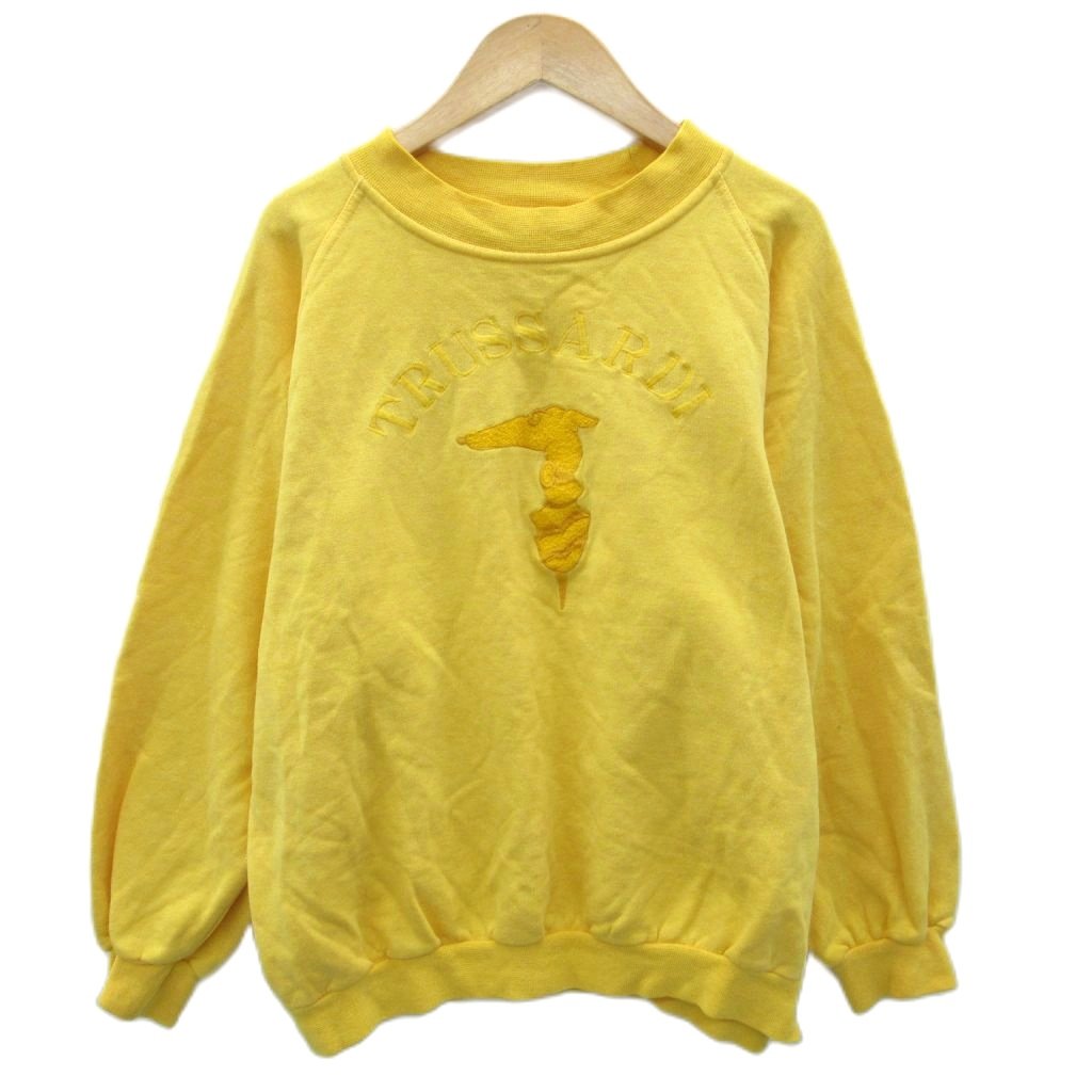 樂天商城 - 【中古】トラサルディ TRUSSARDI トレーナー スウェット 黄色 イエロー クルーネック 裏起毛 ロゴ刺繍 ミドル丈 /YS14 ■GY58 レディース 【ベクトル 古着】 260129
