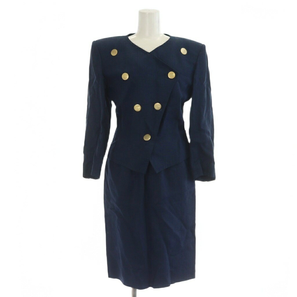 イヴサンローラン　ノーカラースカートスーツ　セットアップ　黒 楽天市場】イヴサンローラン（スカートスーツ｜スーツ・セットアップ