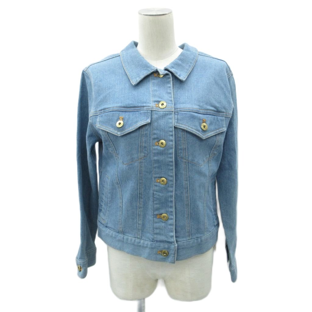 【中古】未使用品 アンドクチュール And Couture デニムジャケット ジージャン Gジャン 上着 ミドル丈 38 青 ブルー リボン /SM2 ■GY58 レディース 【ベクトル 古着】 260202