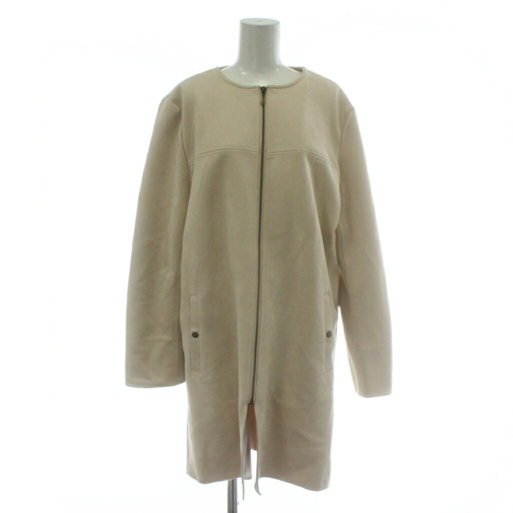樂天商城 - 【中古】マジェスティックレゴン MAJESTIC LEGON ノーカラーコート アウター ミドル ジップアップ F ベージュ /XZ ■GY58 レディース 【ベクトル 古着】 260125