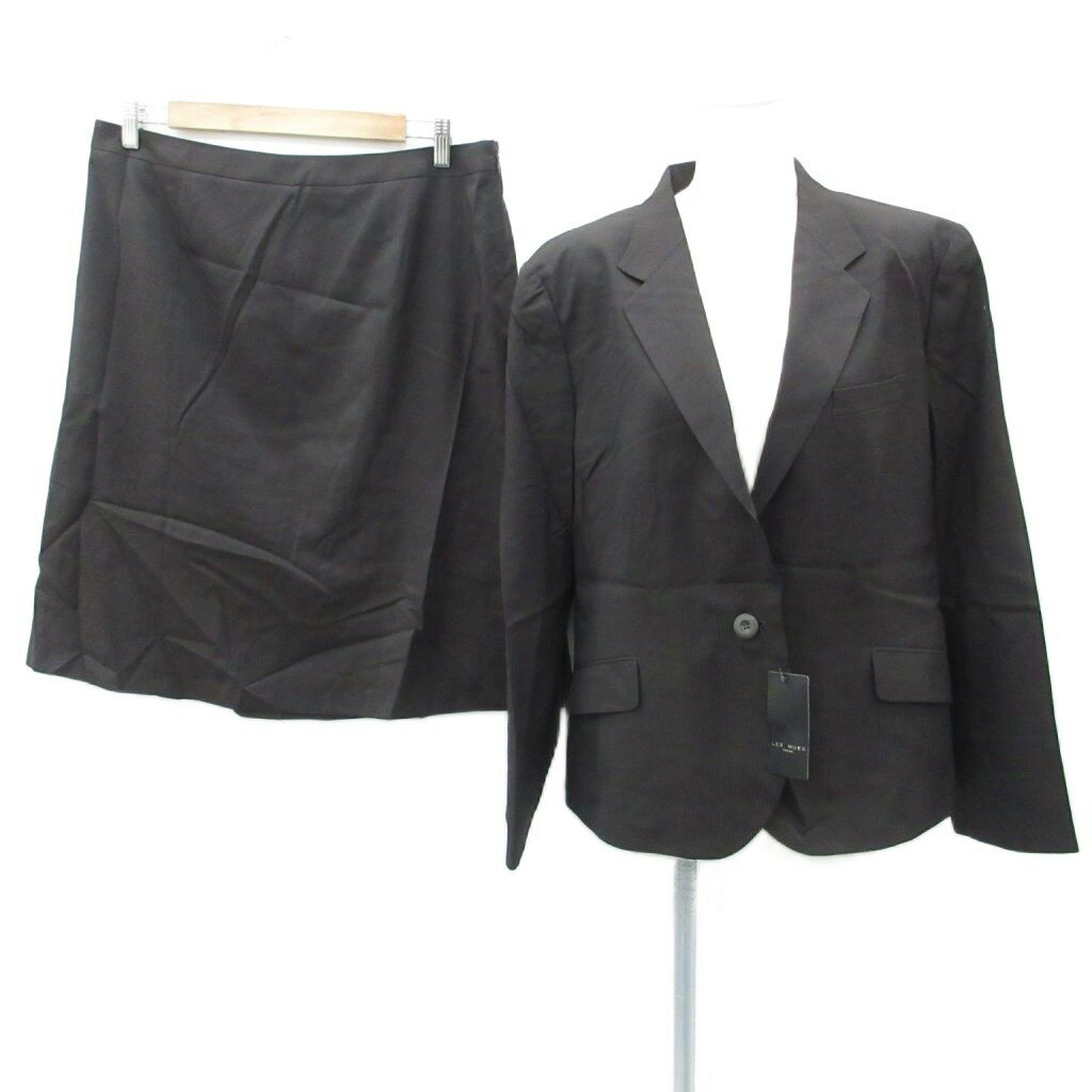 【中古】未使用品 レミュー LES MUES フォーマルスーツ セットアップ 上下 テーラードジャケット ミドル丈 スカート ミモレ丈 6L ダークブラウン ストライプ柄 G162L575-0 /SM17 ■GY58 【ベクトル 古着】 260131