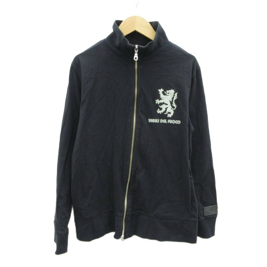 【中古】レスキュースクワッド RESCUE SQUAD ブルゾンジャケット M 黒 ブラック スタンドカラー プリント ジップアップ ミドル丈 /YS50 ■GY58 メンズ 【ベクトル 古着】 260130