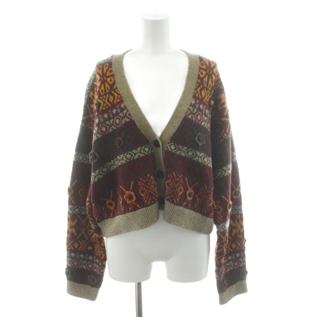 樂天商城 - 【中古】ザラ ZARA カーディガン 総柄 フラワーモチーフ M-L マルチカラー 黄 イエロー 赤 レッド 茶 ブラウン /AN75 ■GY58 レディース 【ベクトル 古着】 260126