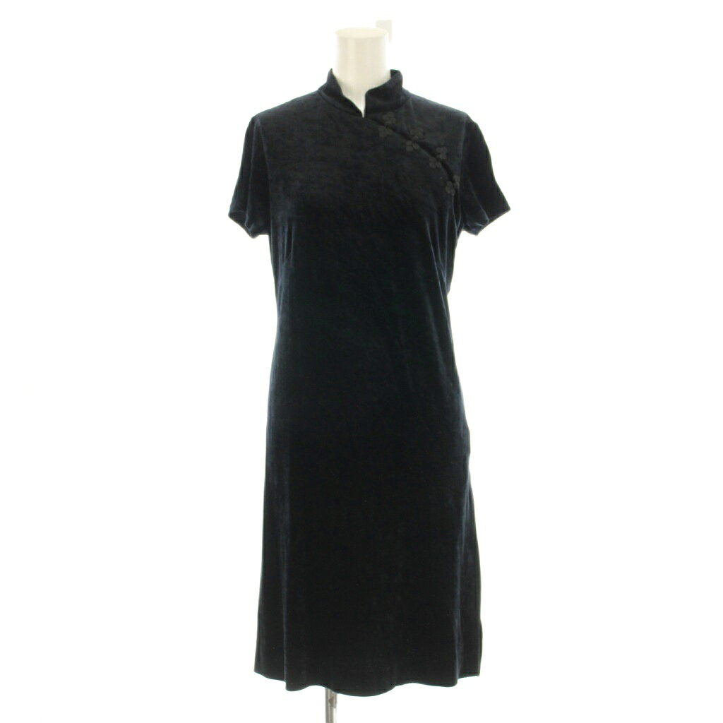 【中古】ジュンコシマダパート2 JUNKO SHIMADA part2 ワンピース ひざ丈 M 黒 ブラック スタンドカラー チャイナボタン 半袖 /LP ■GY60 レディース 【ベクトル 古着】 260202