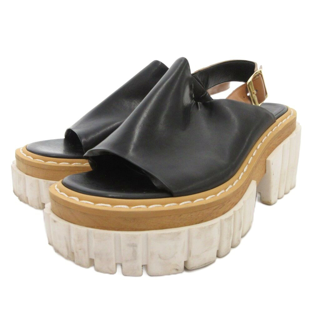 【中古】ステラマッカートニー STELLA McCARTNEY 厚底サンダル ストラップ レザー 35 黒 ブラック /FF ■GY62 レディース 【ベクトル 古着】 260216