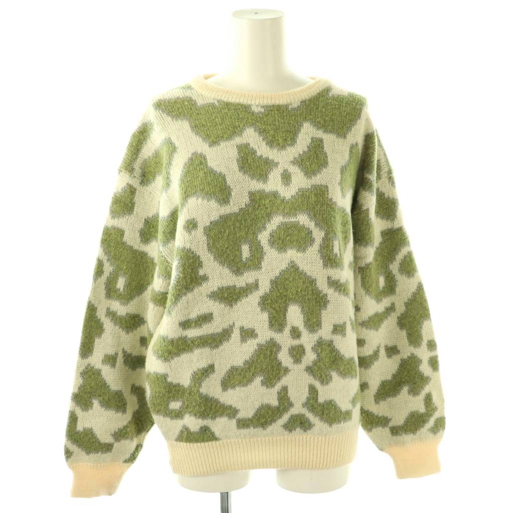 Knit Sweater - 【中古】ESPICA FOR MEN ニット セーター 総柄 L カーキ アイボリー /DF ■GY60 メンズ 【ベクトル 古着】 260204