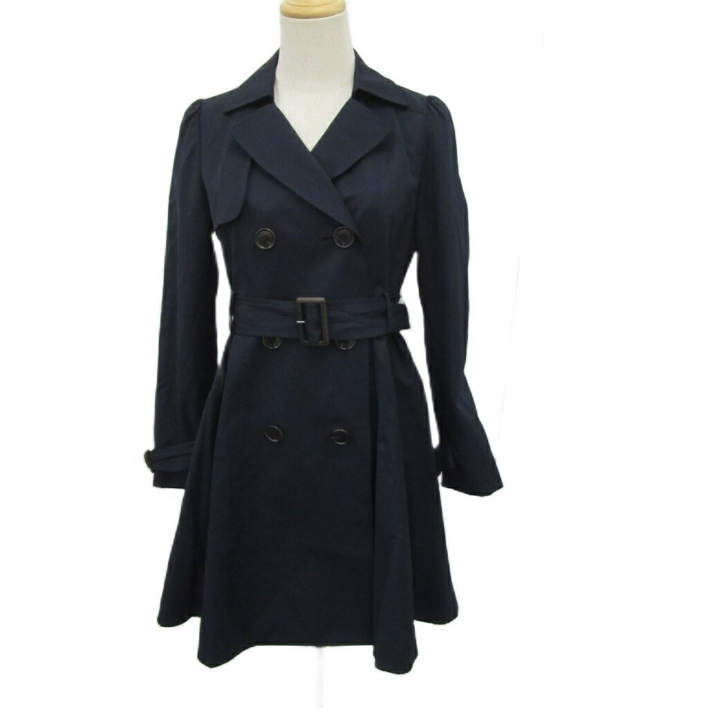 【中古】リランドチュール Rirandture トレンチコート ロング丈 2 紺 ネイビー ベルト付き 87124400 /SM20 ■GY58 レディース 【ベクト..