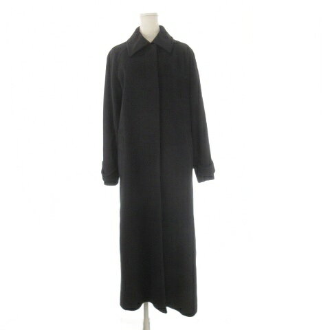 其它 - 【中古】アンクライン ANNE KLEIN ステンカラーコート ロング丈 アンゴラ 9 黒 ブラック 比翼 /CK4 ■ECC001 レディース 【ベクトル 古着】 260224