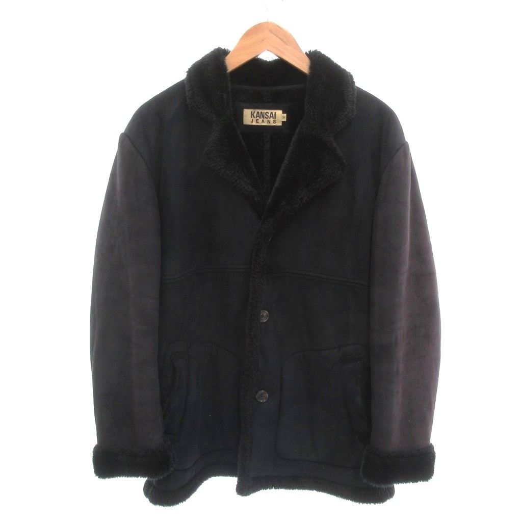【中古】カンサイジーンズ KANSAI JEANS フェイクムートンジャケット ブルゾン 裏ボア M 黒 ブラック /YJ ■ECC001 メンズ 【ベクトル 古着】 260328