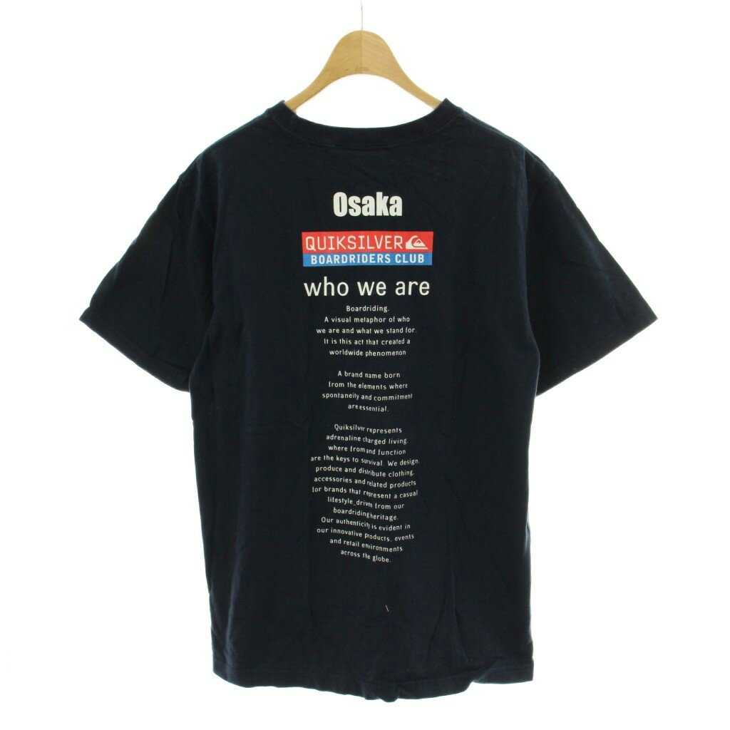 【中古】クイックシルバー QUIKSILVER Tシャツ S ネイビー 紺色 半袖 文字プリント バックプリント トップス カットソー /PP ■GY60 メンズ 【ベクトル 古着】 260212