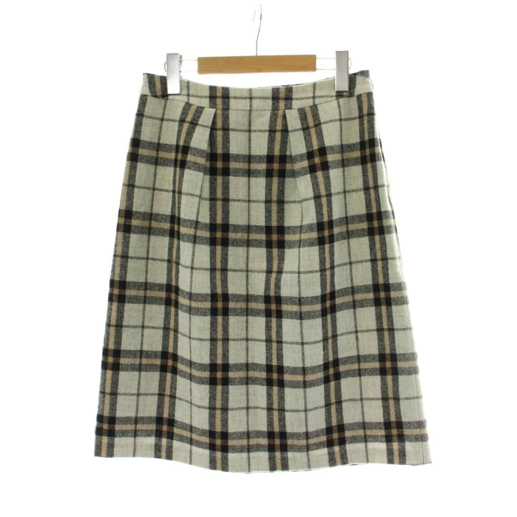 【中古】リフレクト Reflect スカート ウール 9 グレー マルチカラー チェック柄 ひざ丈 Aライン /PP ■GY60 レディース 【ベクトル 古着】 260211