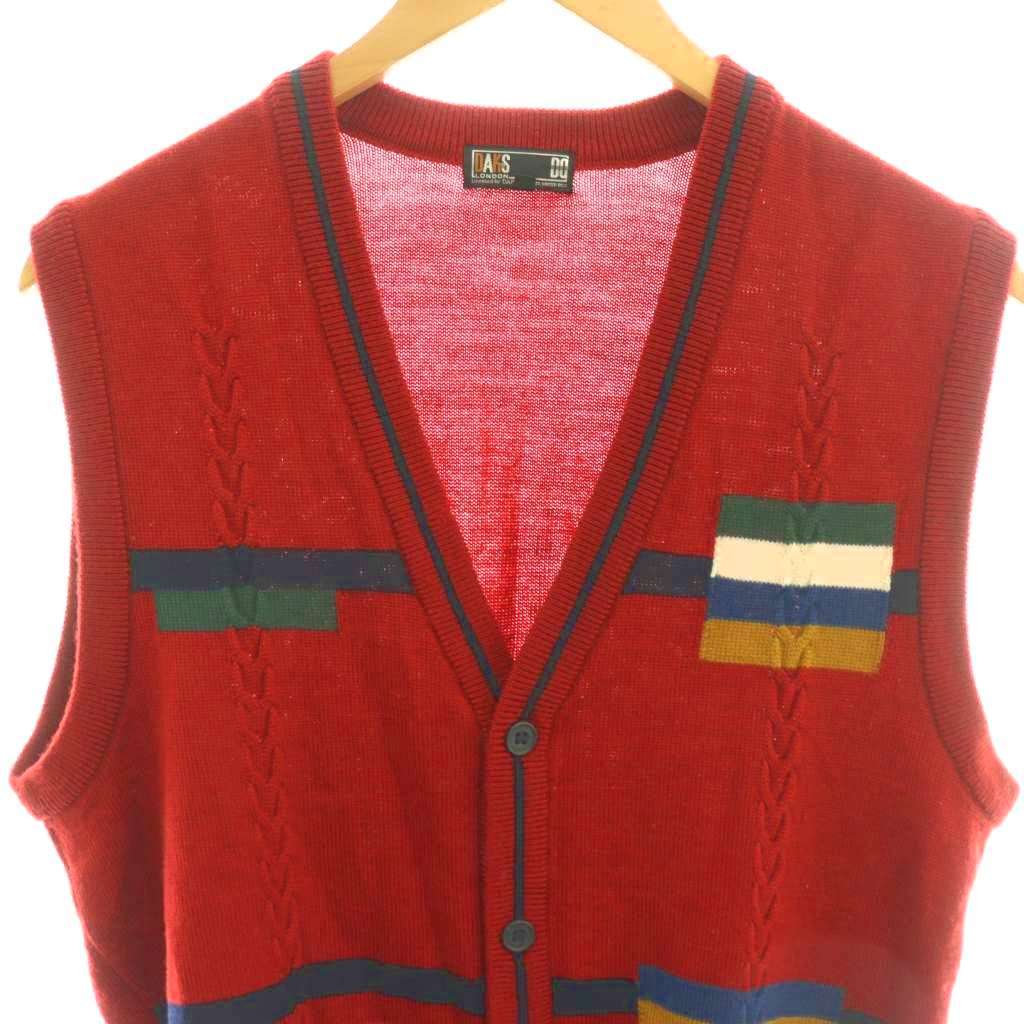 【中古】ダックス DAKS ニット ベスト Vネック M レッド /DF ■ECB001 メンズ 【ベクトル 古着】 260210