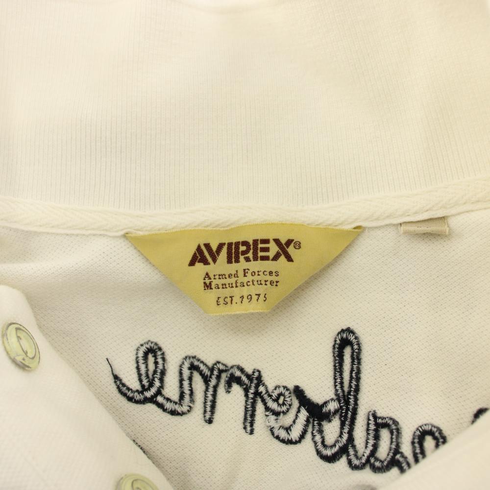【中古】アヴィレックス AVIREX ポロシャツ 半袖 レギュラーカラー ハーフボタン ロゴ 刺繍 M 白 ホワイト /BB ■ECB001 メンズ 【ベクトル 古着】 260209