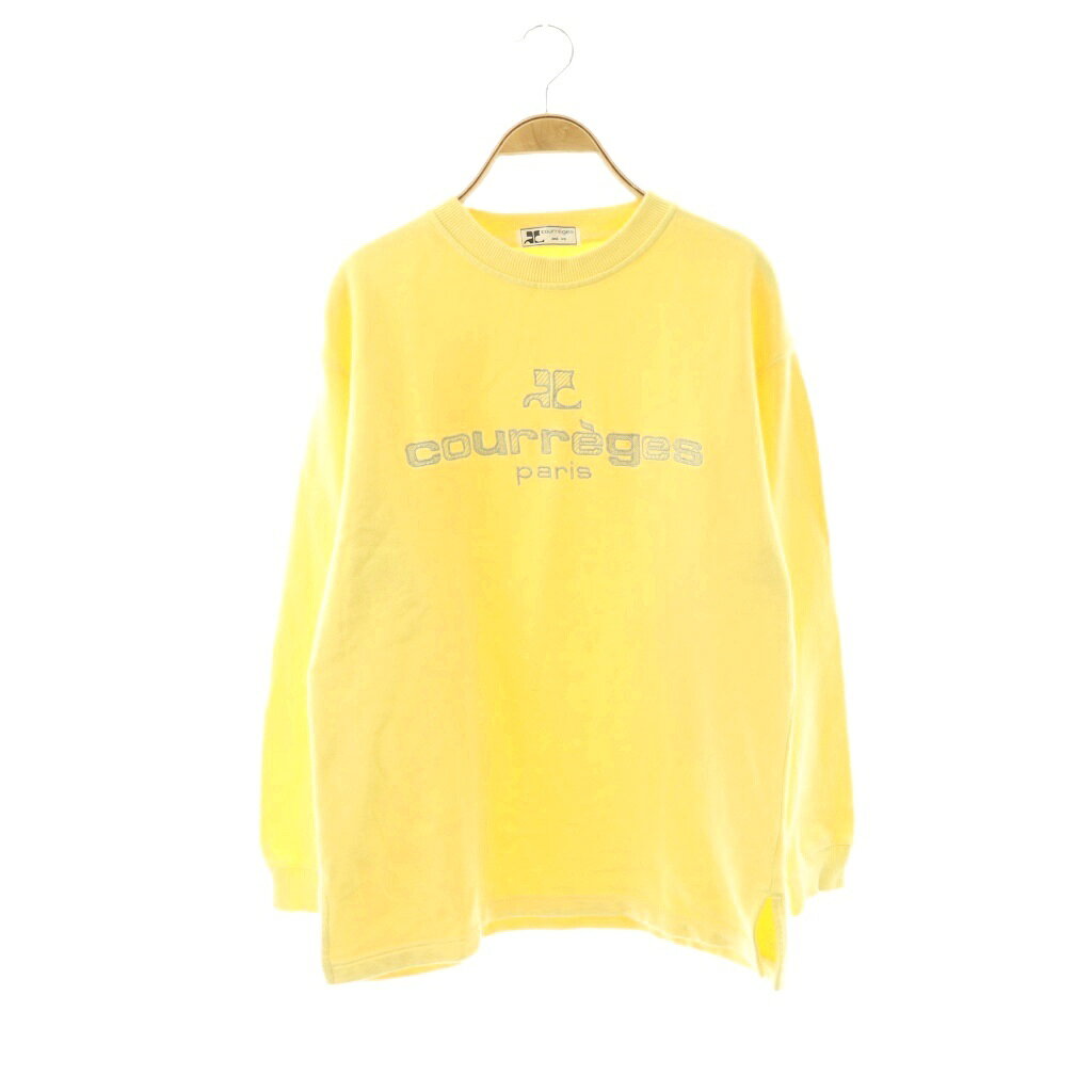 courreges クレージュ クルーネック ロゴ スウェット ホワイト系 1【中古】 Courreges - クレージュ ロゴ刺繍 長袖 スウェット トレーナー L