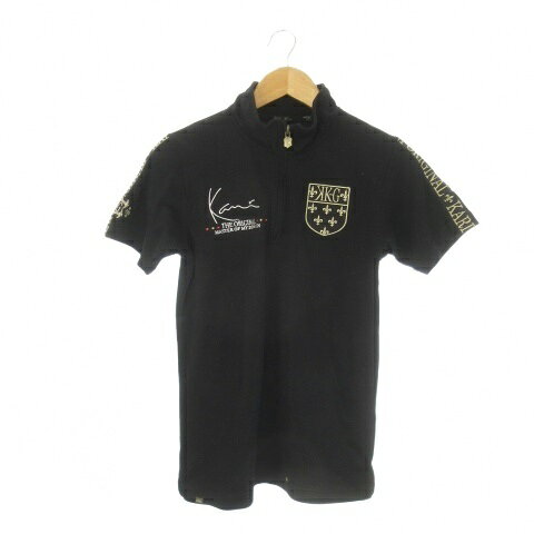 SINACOVA GOLF - 【中古】カールカナイ Karl Kani GOLF シャツ ゴルフ S 黒 ブラック 半袖 ハーフジップ ロゴ刺繍 /CK33 ■ECD001 メンズ 【ベクトル 古着】 260220