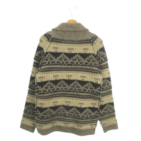 【中古】ジャーナルスタンダード レリューム JOURNAL STANDARD relume カーディガン M 茶 ブラウン ショールカラー 幾何学柄 長袖 /MN19 ■ECD001 メンズ 【ベクトル 古着】 260220