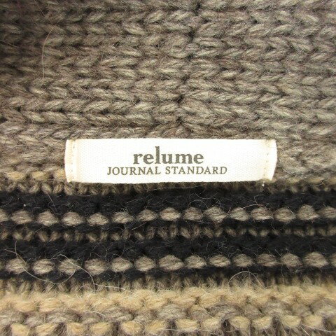 【中古】ジャーナルスタンダード レリューム JOURNAL STANDARD relume カーディガン M 茶 ブラウン ショールカラー 幾何学柄 長袖 /MN19 ■ECD001 メンズ 【ベクトル 古着】 260220