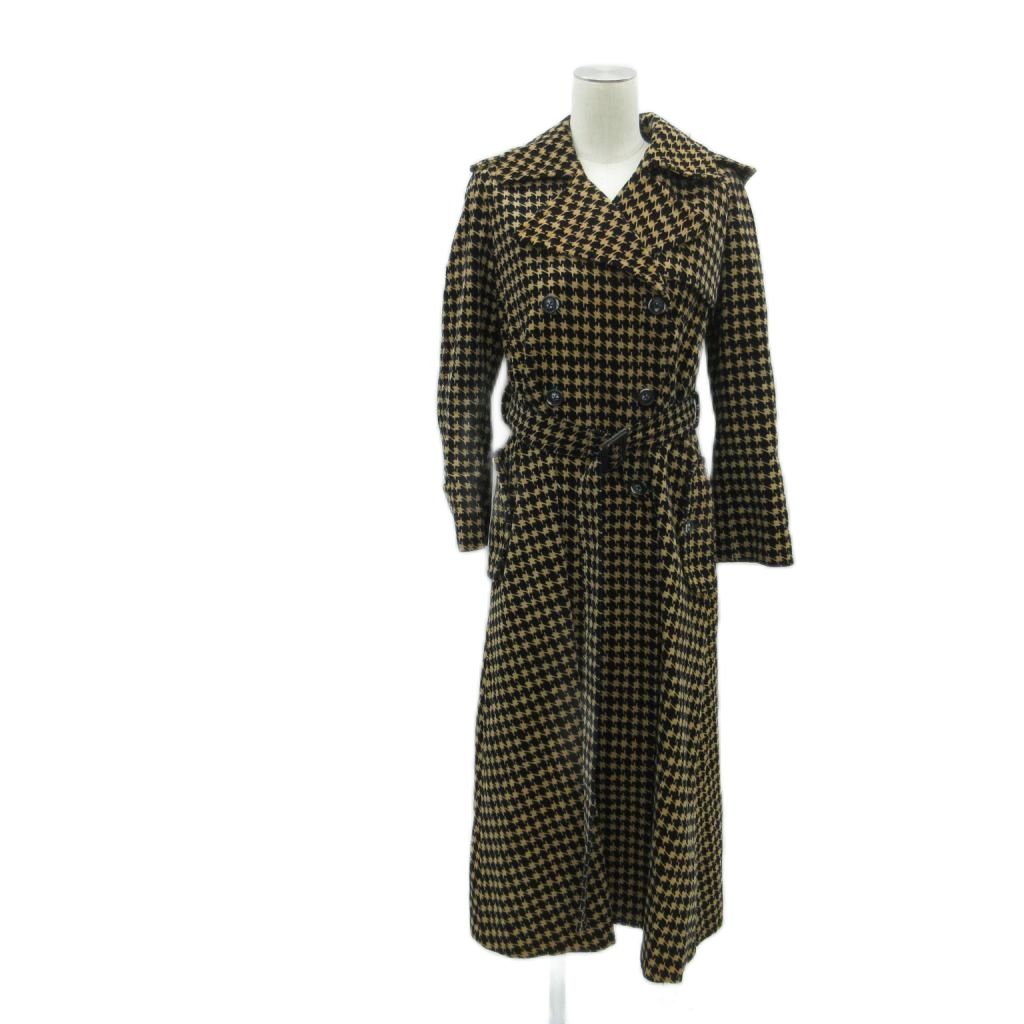 Other Jackets Jumpers - 【中古】スリークォーター 3/4 three quarter チェスターコート ロング丈 キャメル 黒 ブラック 千鳥格子柄 ダブルボタン /MA4 ■ECD001 レディース 【ベクトル 古着】 260224