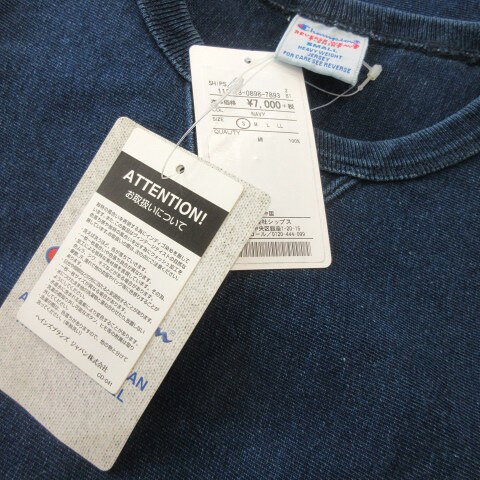 【中古】未使用品 チャンピオン CHAMPION × シップス SHIPS Tシャツ 半袖 ガゼット ポケット S 青 ブルー インディゴ /CK16 ■ECD001 メンズ 【ベクトル 古着】 260226