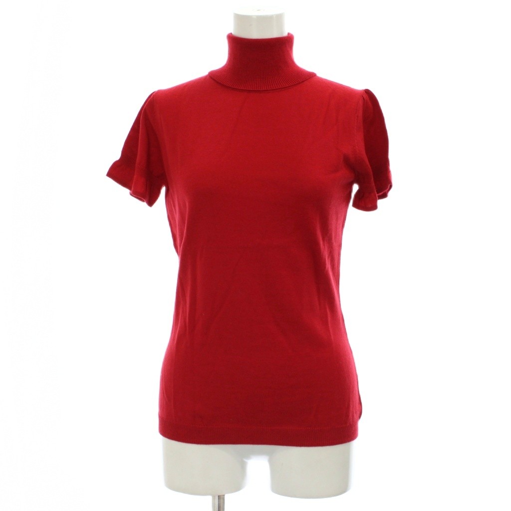 乐天商城 - 【中古】未使用品 プロポーション ボディドレッシング PROPORTION BODY DRESSING ニット カットソー ウール 3 赤 レッド 無地 タートルネック 半袖 /GG ■GY59 レディース 【ベクトル 古着】 260217