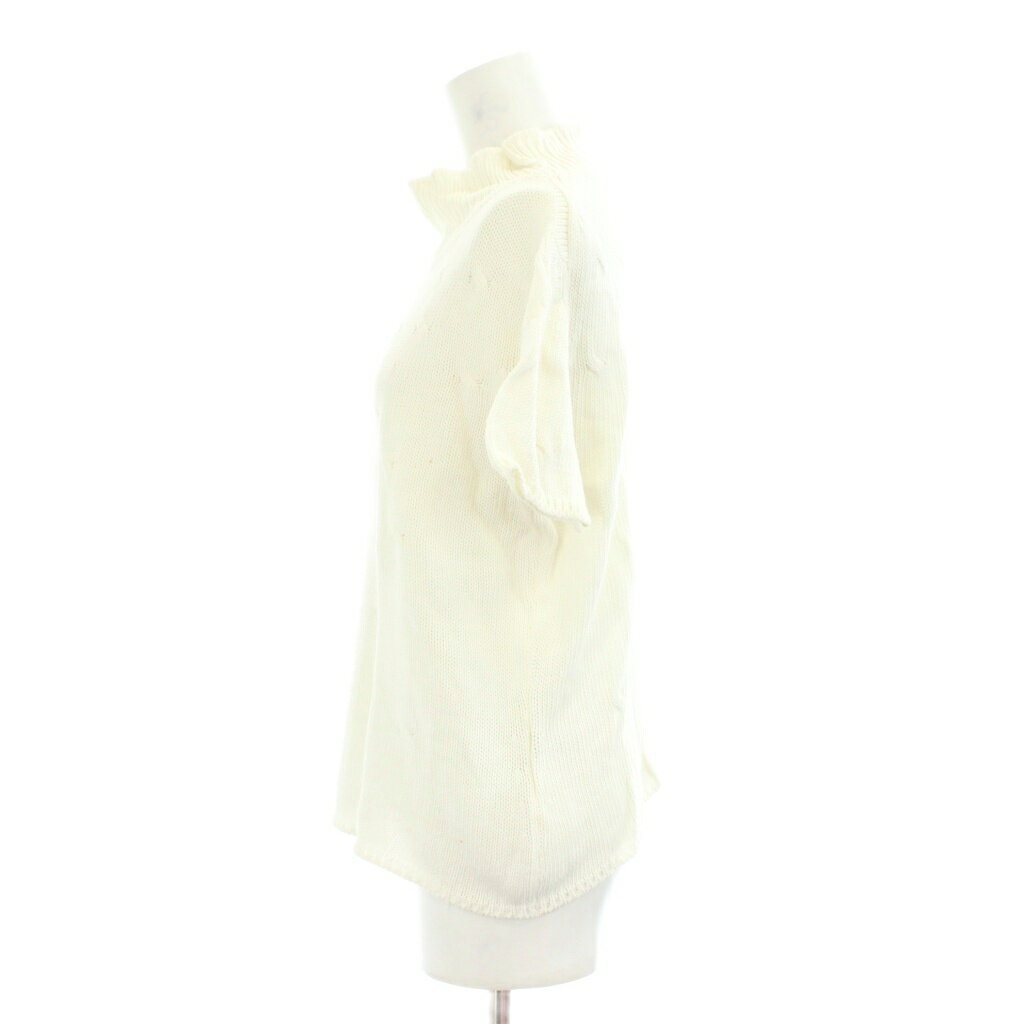 【中古】ランバン LANVIN ニット 40 白 ホワイト ハイネック フリル袖 半袖 /GP ■ECD001 レディース 【ベクトル 古着】 260220