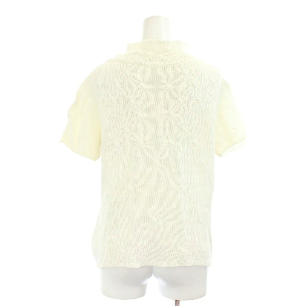 【中古】ランバン LANVIN ニット 40 白 ホワイト ハイネック フリル袖 半袖 /GP ■ECD001 レディース 【ベクトル 古着】 260220