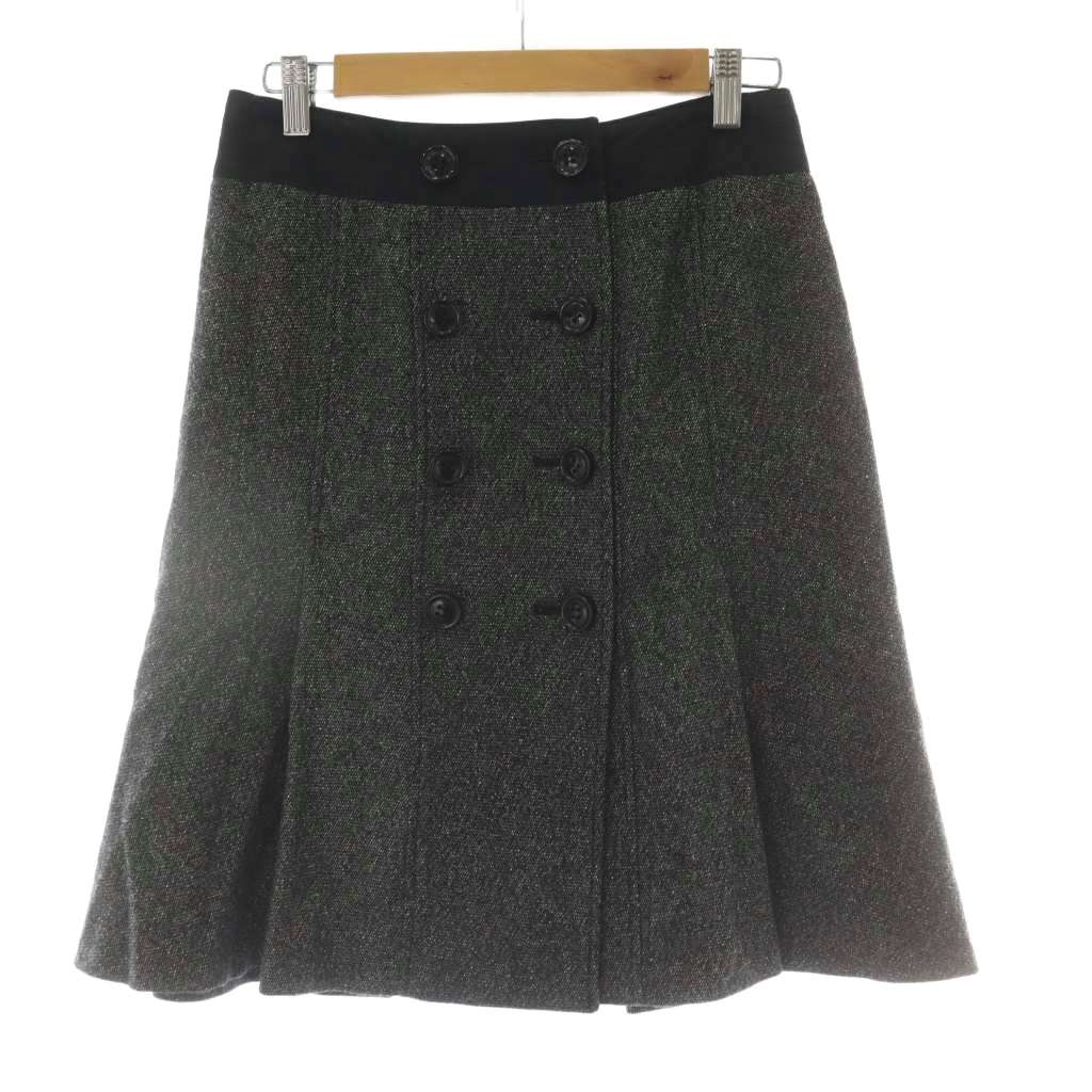 【中古】23区 オンワード樫山 スカート 38 グレー ダブルブレスト Aライン 台形スカート フレアスカート ミニ丈 /DU ■ECD001 レディース 【ベクトル 古着】 260218