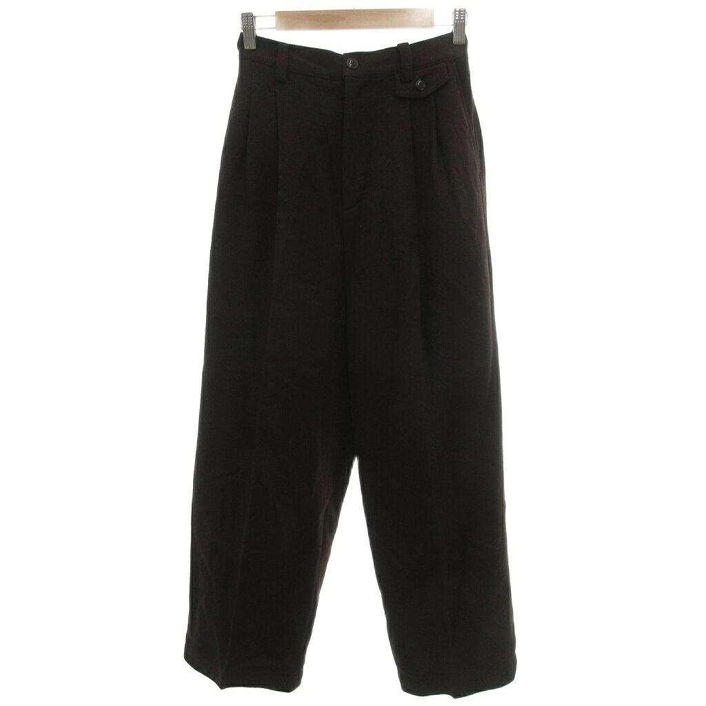 Capri Pants - 【中古】フリークスストア FREAKS STORE 美品 パンツ スラックス M ワイドレッグ 2タック センタープレス ボタン付きポケット フルレングス 茶 ブラウン /KB ■ECA001 レディース 【ベクトル 古着】 260312