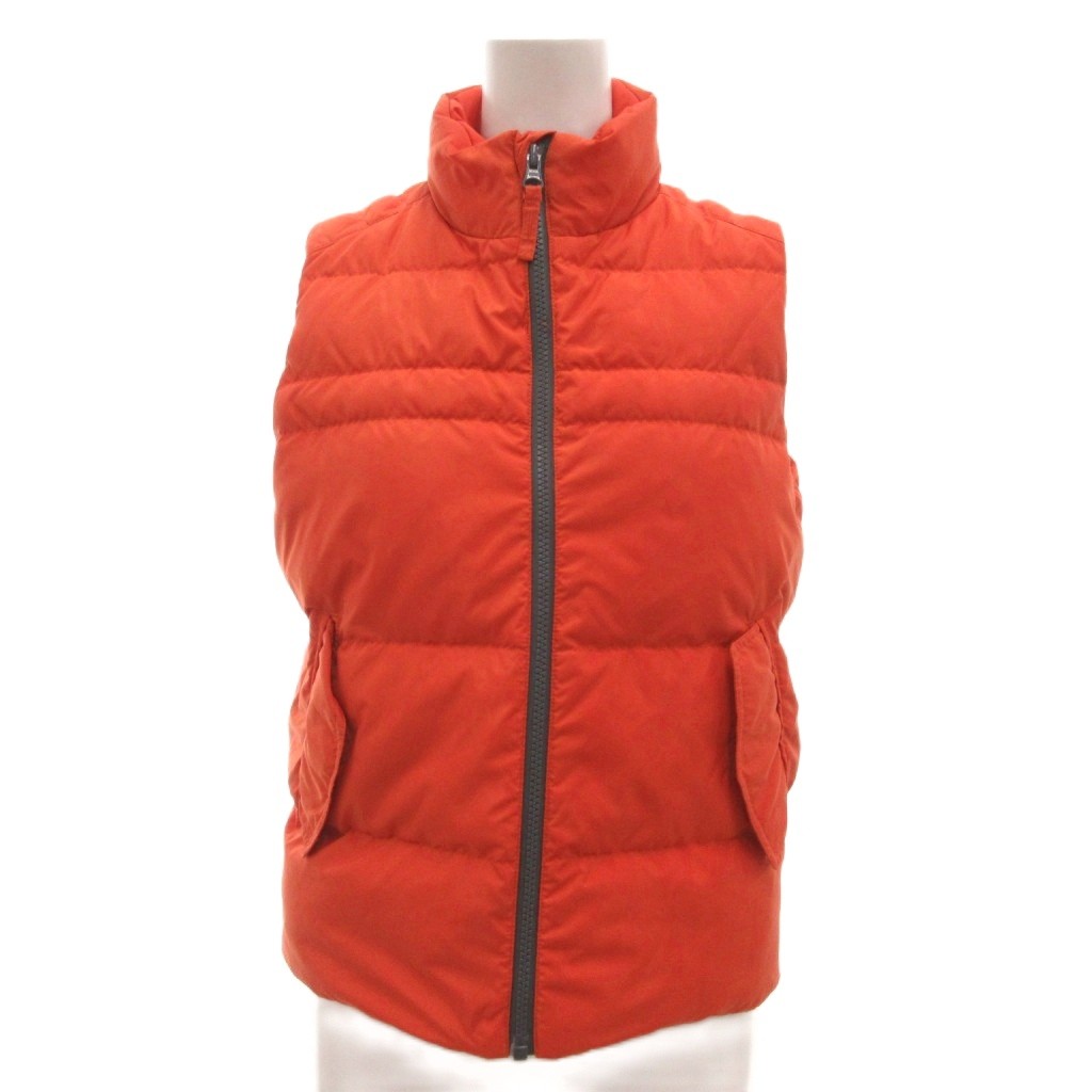 【中古】ユニクロ UNIQLO ダウンベスト 150 橙色 オレンジ 無地 スタンドカラー 袖なし /SC ■ECA001 キッズ 【ベクトル 古着】 260302