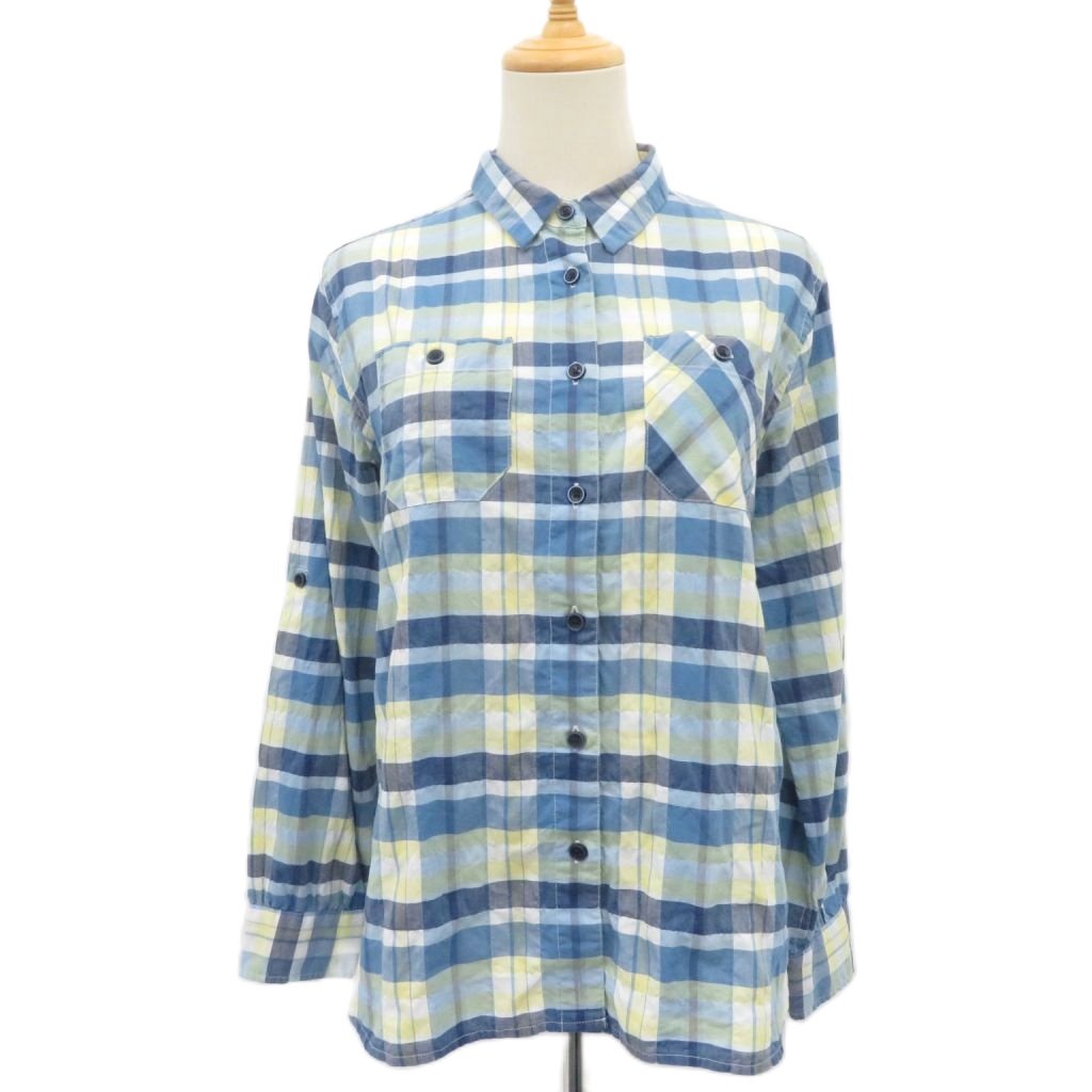 乐天商城 - 【中古】エーグル AIGLE カジュアルシャツ 長袖 チェック柄 M マルチカラー 青 ブルー /HO38 ■GY66 レディース 【ベクトル 古着】 260302