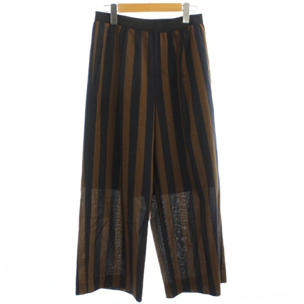 【中古】トルノ Truno ワイドパンツ ボトムス 38 ブラウン ネイビー ストライプ柄 /GG ECB001 レディース 【ベクトル 古着】 260305