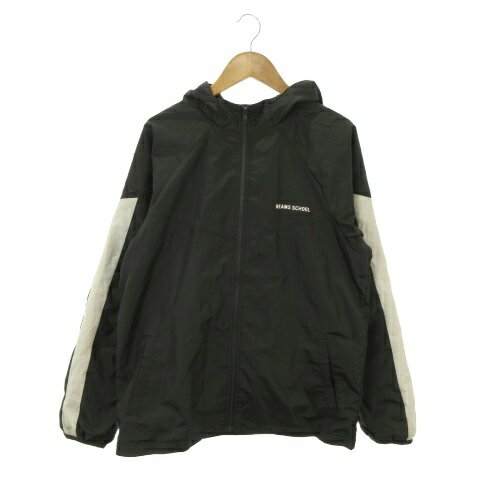 【中古】ビームス BEAMS SCHOOL ウインドブレーカー パーカー 子ども服（男女兼用） 160 黒 ブラック フード付き 長袖 ジップアップ /MN14 ■ECB001 キッズ 【ベクトル 古着】 260402