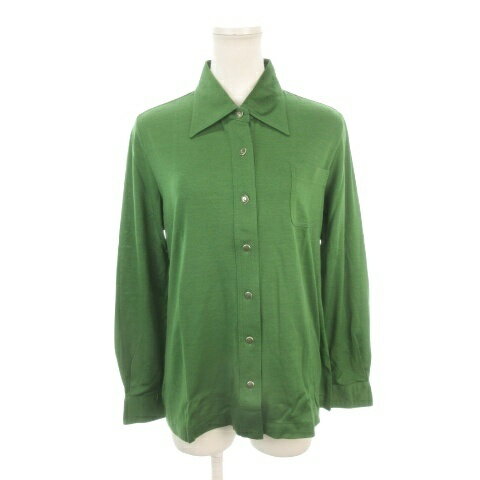 樂天商城 - 【中古】未使用品 ピエールカルダン Pierre Cardin TRICOTS シャツ ウール 13 緑 グリーン 長袖 レギュラーカラー ストレッチ ポケット /AH27 ■ECB001 レディース 【ベクトル 古着】 260401