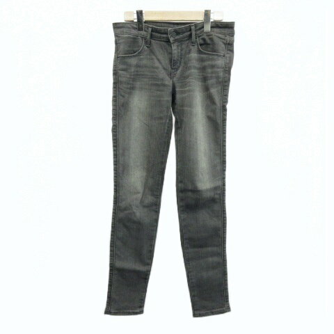 【中古】リー LEE パンツ デニム ジーンズ S グレー ウォッシュ加工 スキニーフィット 裏起毛 フルレングス /GR ■GY61 レディース 【ベクトル 古着】 260310