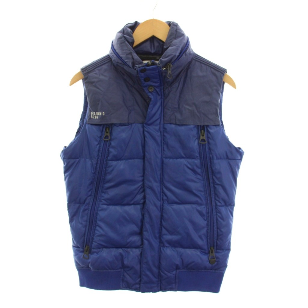 中古 ジースターロウ G-Star RAW 中綿 ベスト ジップアップ M 青 ブルー /YM ECE003 メンズ ベ…