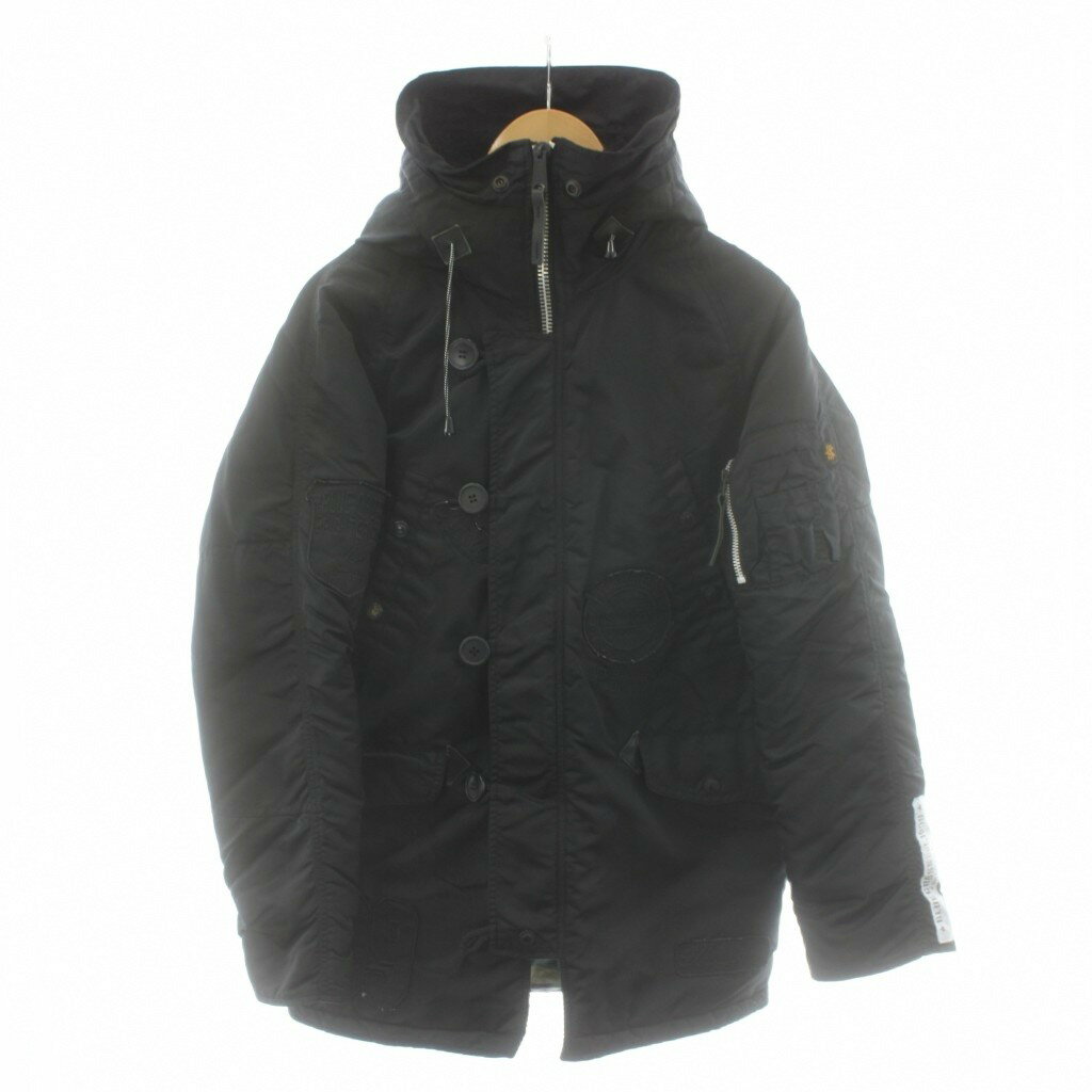 【中古】アルファ ALPHA INDUSTRIES × ブルークロス BLUE CROSS N-3B フライトジャケット 中綿 フード アウター L 黒 ブラック 2033311-348 /AN39 ■ECE003 メンズ 【ベクトル 古着】 260311